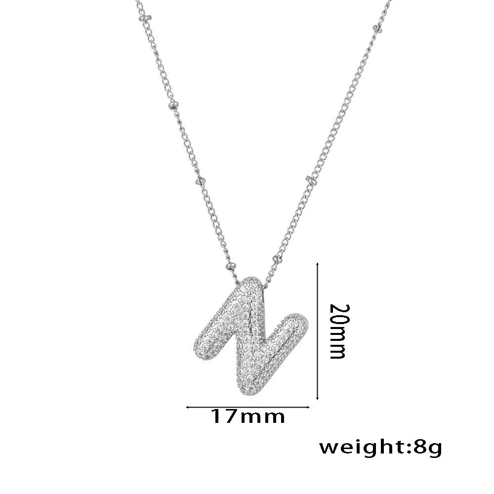 New Micro-Inlaid Zircon 26 Letter Pendant Necklace Copper Plated 18K Gold Fashionable And Classic