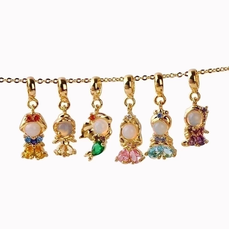 Princess Cute Human Copper Gem Crystal Zircon Pendant Necklace Necklace Pendant In Bulk