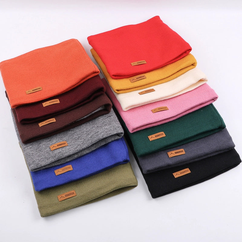 Autumn And Winter Single Circle Collar Men's And Women's Solid Color Fleece-lined Knitted Scarf Fashion Fake Turtleneck Warm Pullover Scarf