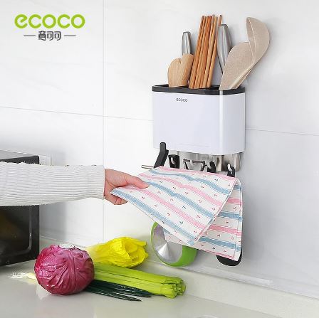 ECOCO Creative Wall-Mounted Multi-Purpose Storage Shelf Rack Mop Knife Holder For Kitchen Supplies