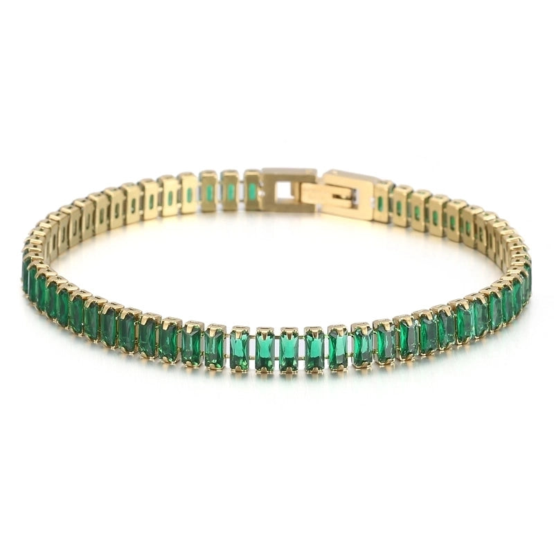 Elegant Solid Color Titanium Steel 18K Gold Plated Artificial Gemstones Bracelets In Bulk