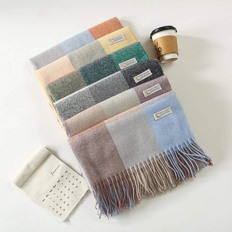 Women's Minimalist Classic Style Color Block Imitation Cashmere Scarf