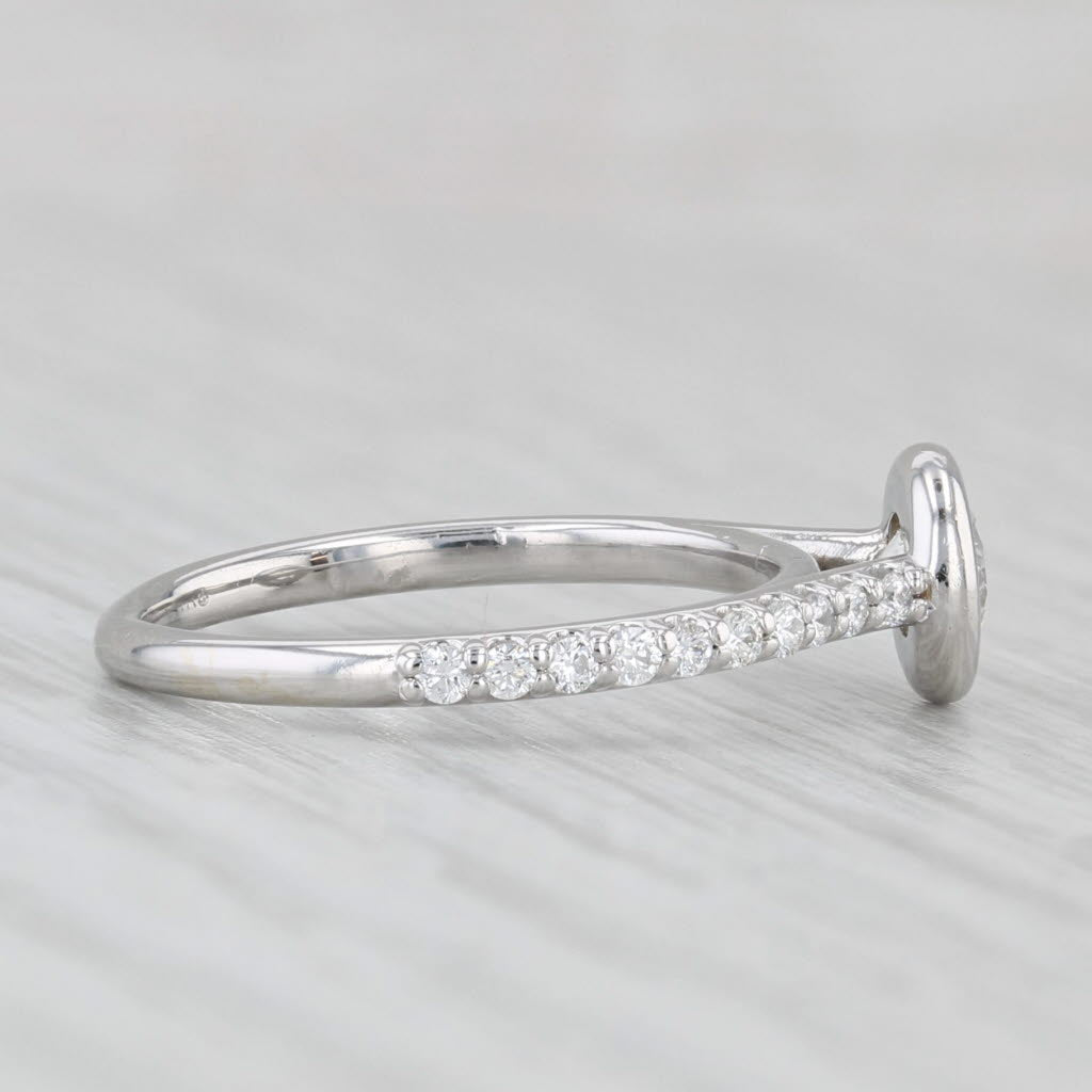 0.70ctw Round Bezel Set Diamond Engagement Ring 14k White Gold Size 4.5