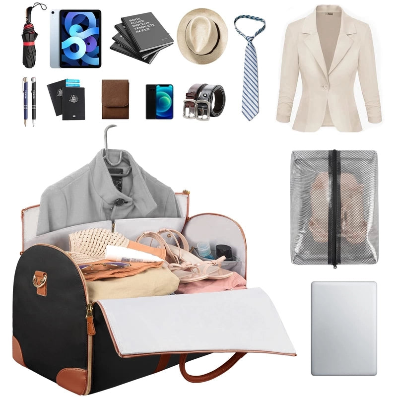 In Stock Suit Bag Large Capacity Portable Clothing Bag Large PU Leather Luggage Bag Portable Handbag Travel Bag