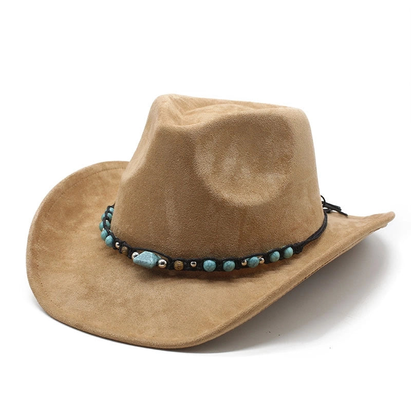 New Suede Ethnic Style Tibetan Western Cowboy Hat Top Hat Autumn And Winter Men's And Women's Felt Hat Curved Jazz Hat