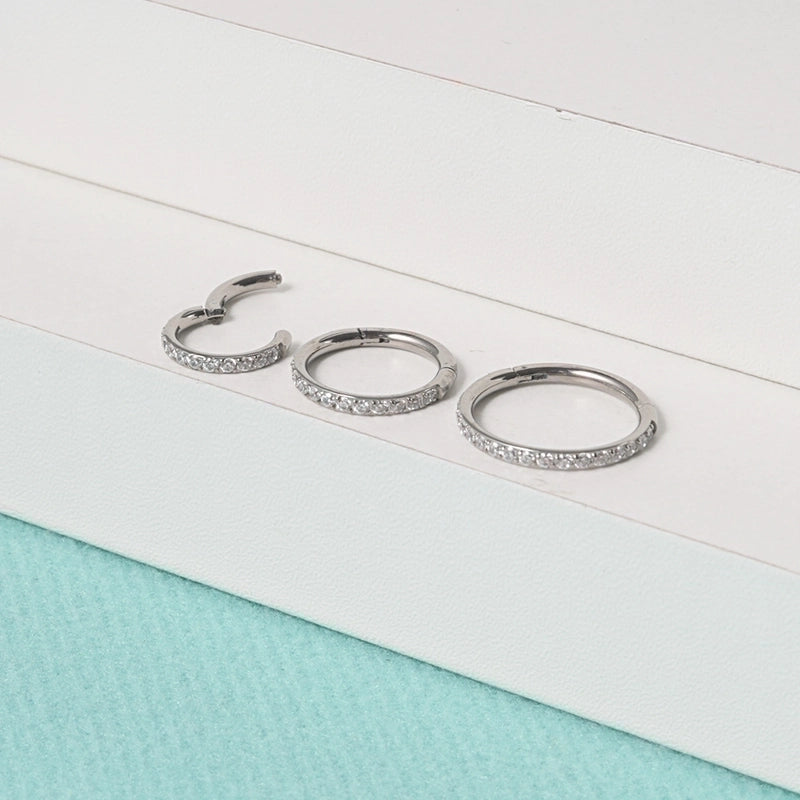 1 Piece Nose Rings & Studs Minimalist Round G23 Titanium Zircon Inlay Zircon
