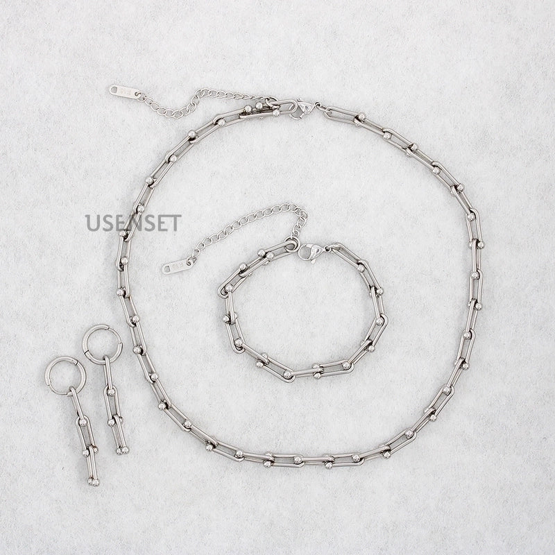 Ins Style Solid Color Stainless Steel Plating Chain Bracelets Earrings Necklace