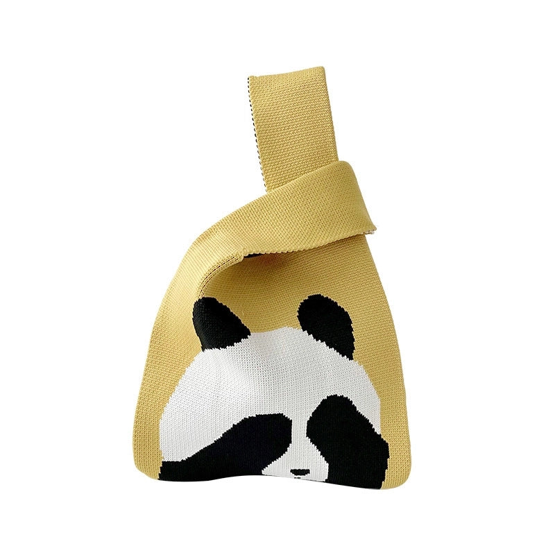 Women's Medium Knit Animal Cute Basic Open Handbag