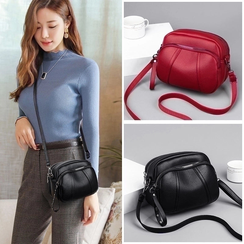 Women's Mini Pu Leather Solid Color Basic Square Zipper Crossbody Bag