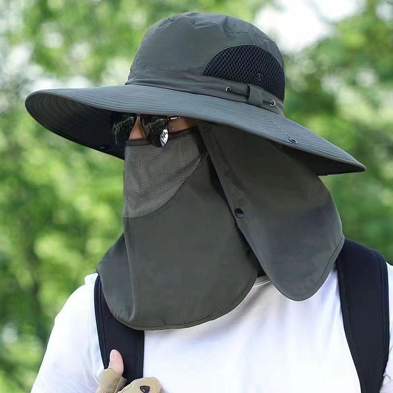 Fisherman Hat Men's Summer UV Protection Outdoor Travel Sun Hat Fishing Face Cover Sun Hat Big Brim Sun Hat