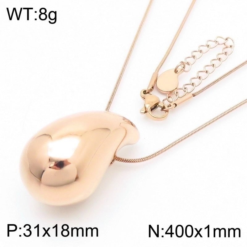 Minimalist Commute Water Droplets Solid Color Stainless Steel 18K Gold Plated Plating Chain Necklace