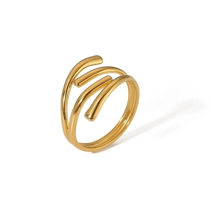 Titanium Steel 18K Gold Plated Minimalist Inlay Circle Rhinestones Open Rings