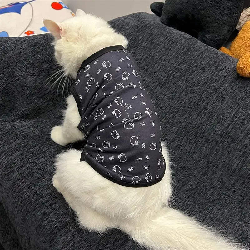 Sanrio Hello Kitty Kawaii Flannel Pet Vest Cartoon Cat Clothes Keep Warm Small Dog Creative Anime Series  Clothes Pet Dress Up