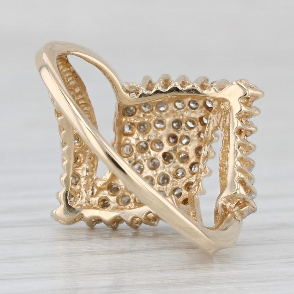 0.36ctw Diamond Cluster Bypass Ring 10k Yellow Gold Size 7.25