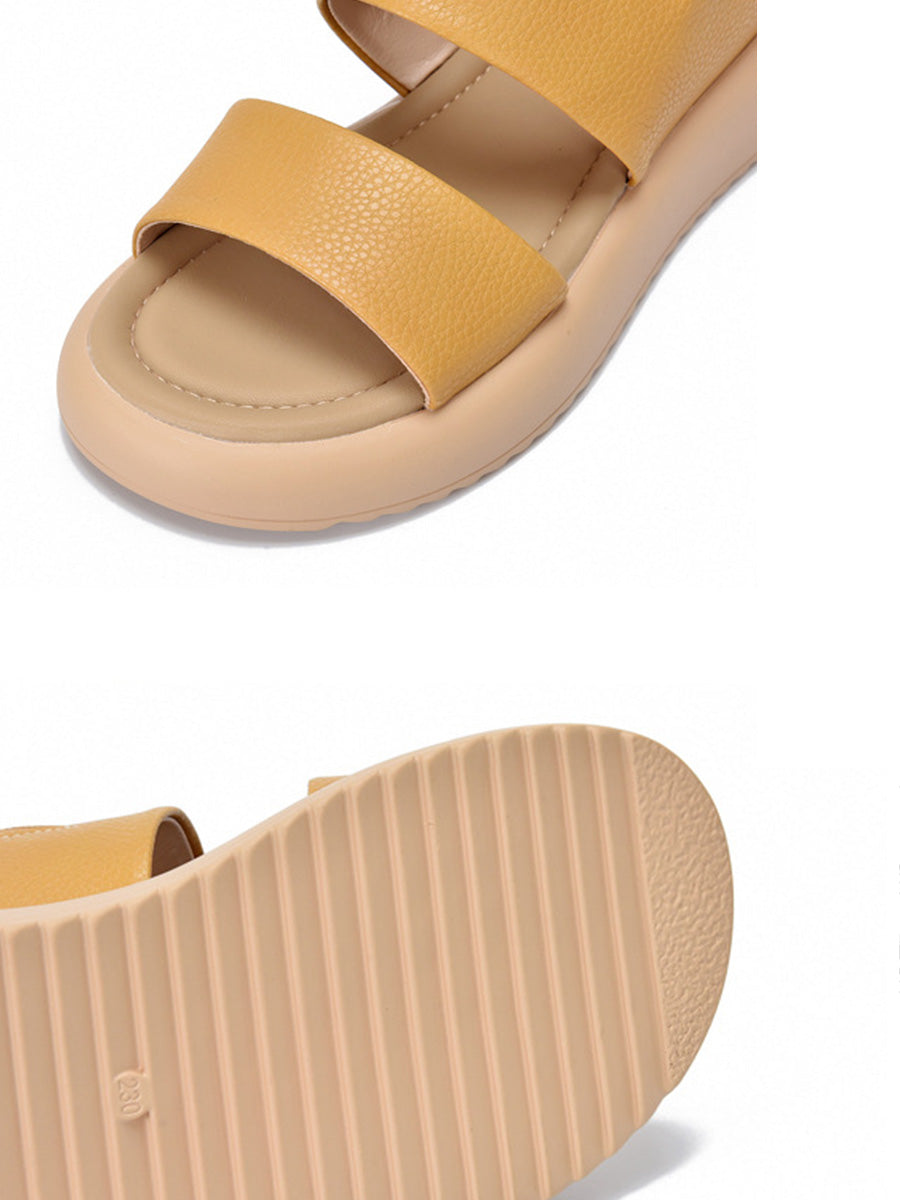 Women Casual Summer Leather Flat Sandals