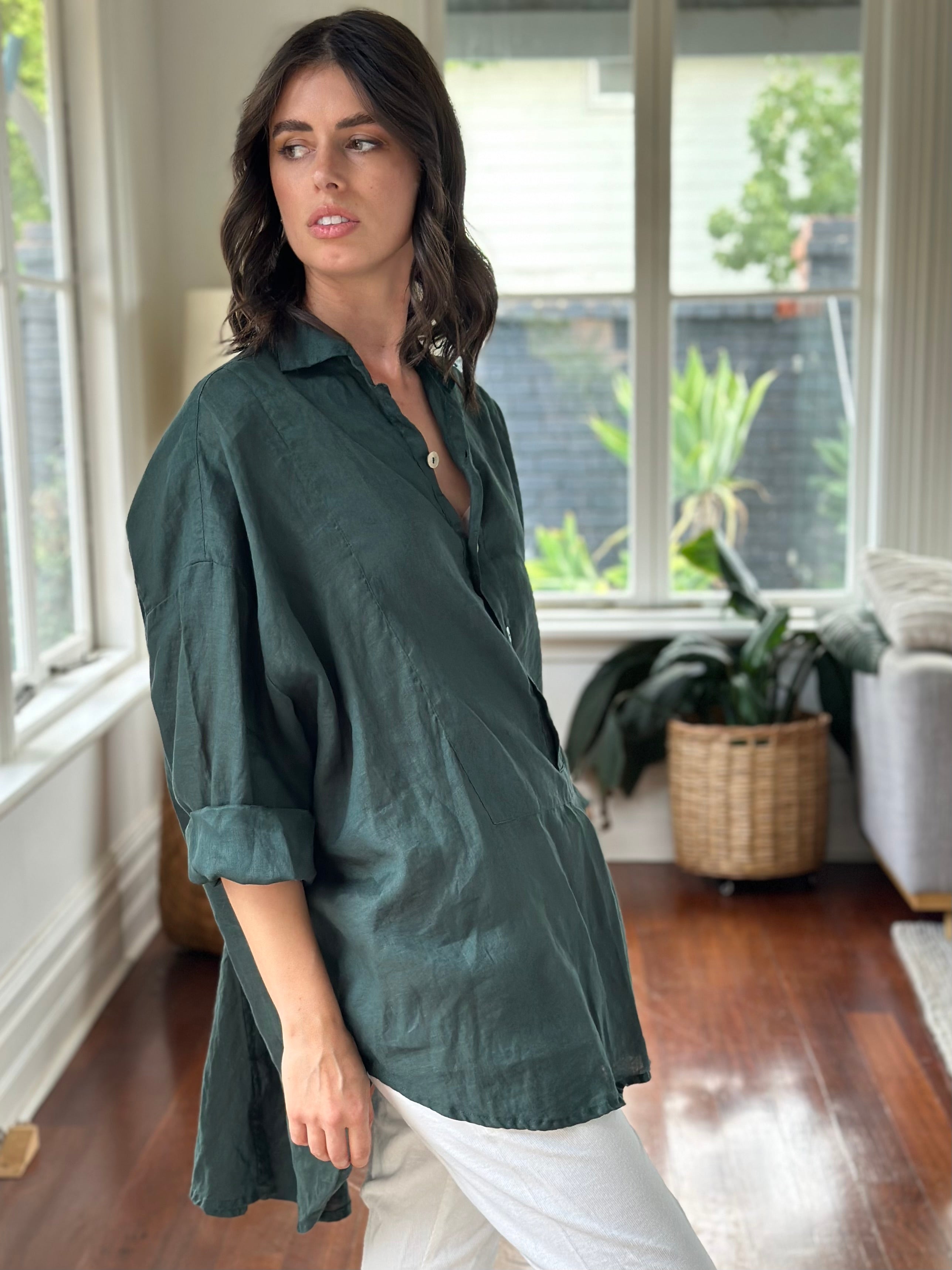 megan shirt - forrest linen