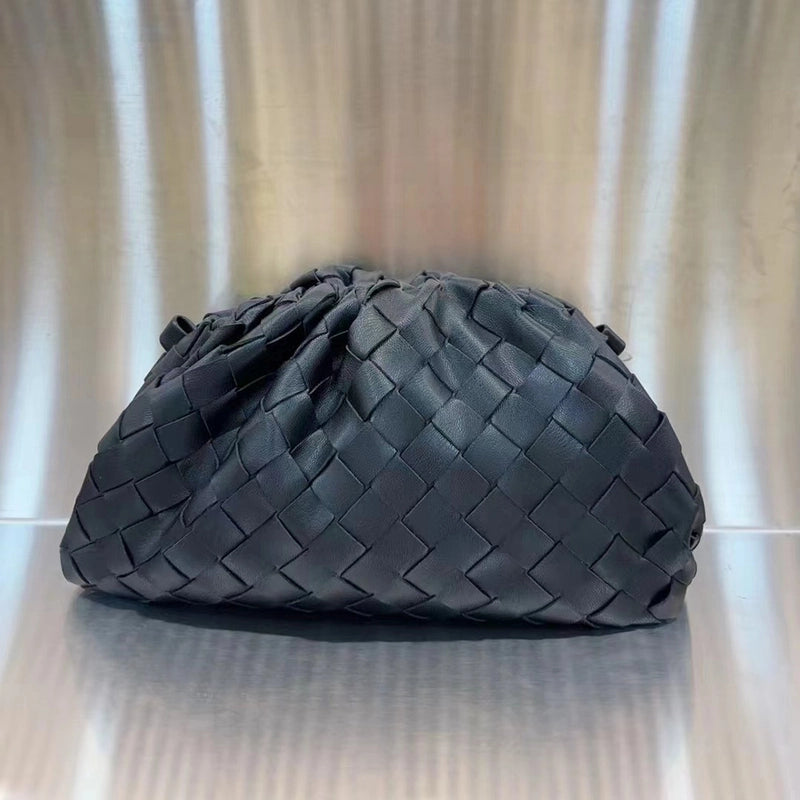 Black Grey Ivory Pu Leather Solid Color Weave Cloud Shape Clutches