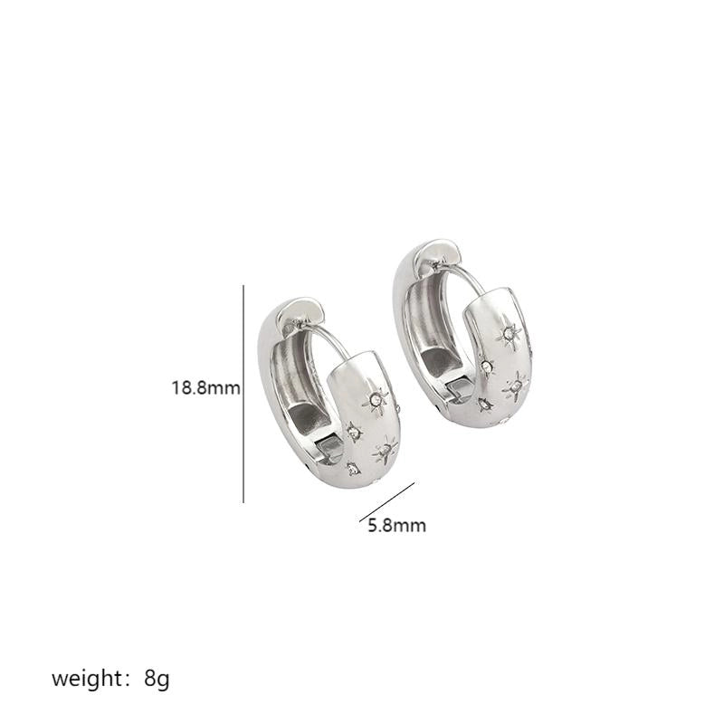 1 Pair Minimalist U Shape Round Plating Inlay Stainless Steel Pearl Zircon 18K Gold Plated Earrings