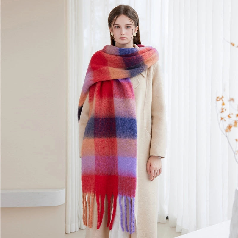 Women's Vacation Minimalist Multicolor Polyester Tassel Scarf