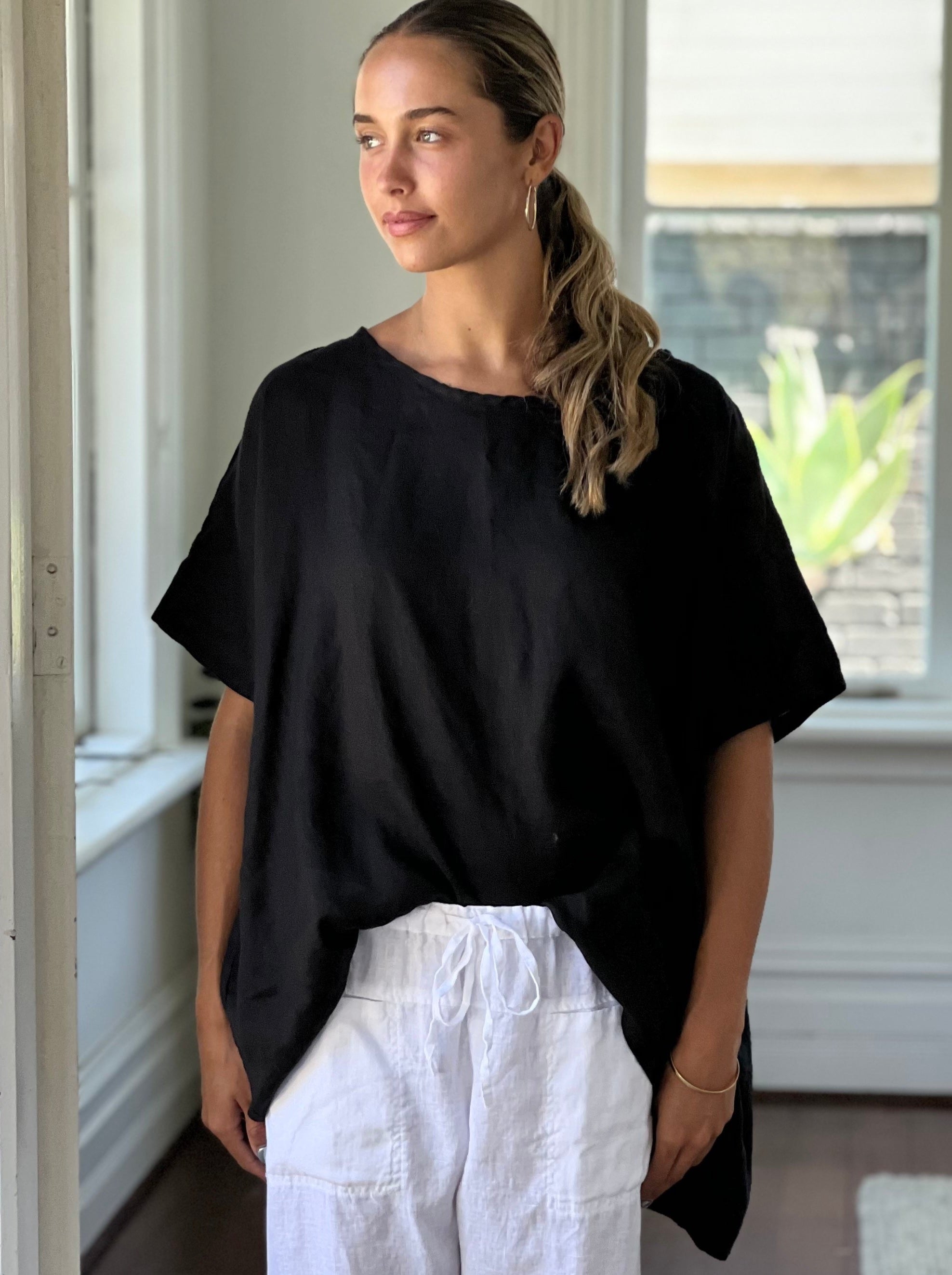 rachael top - black linen
