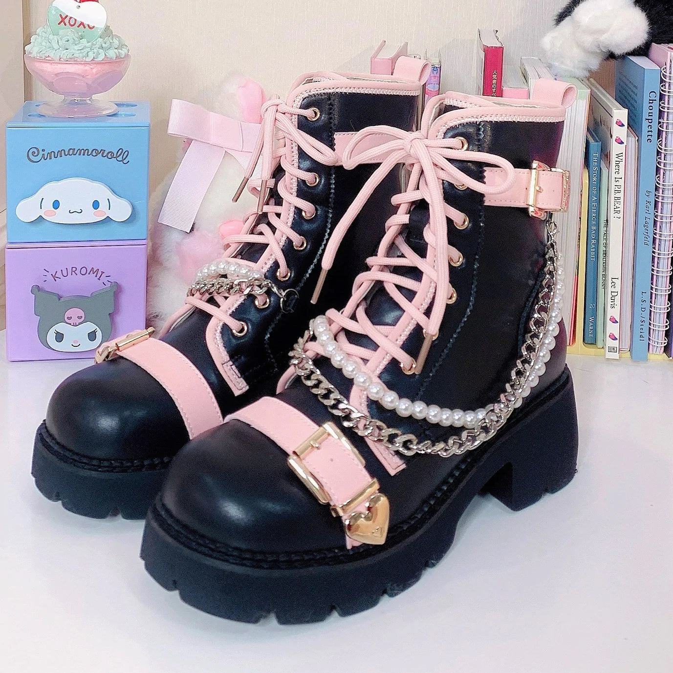 lolita pearl chain martin boots  KF83208