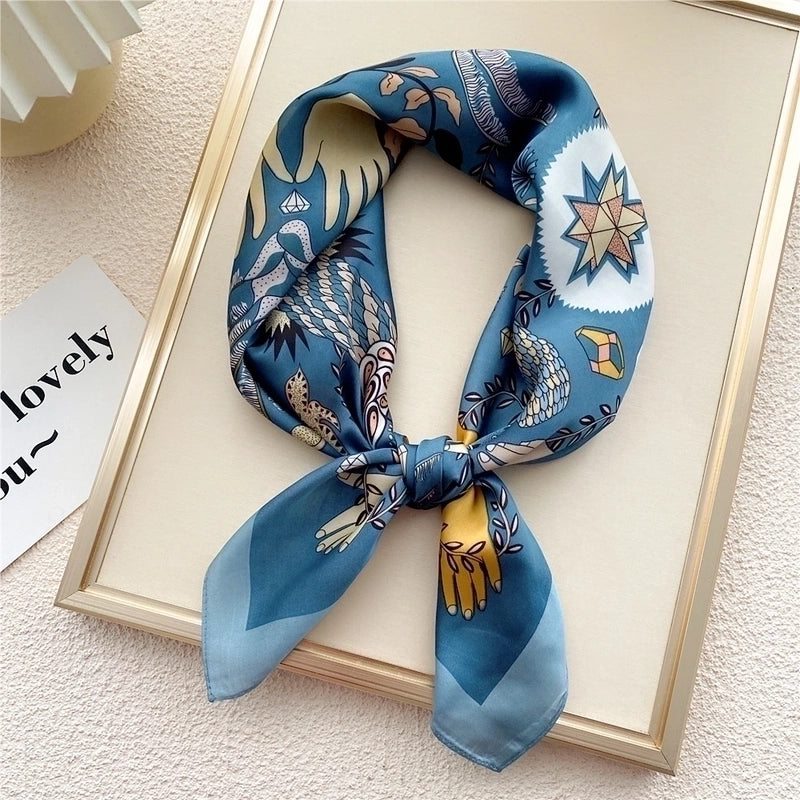 Women's Elegant Sweet Geometric Polyester Printing Silk Scarf