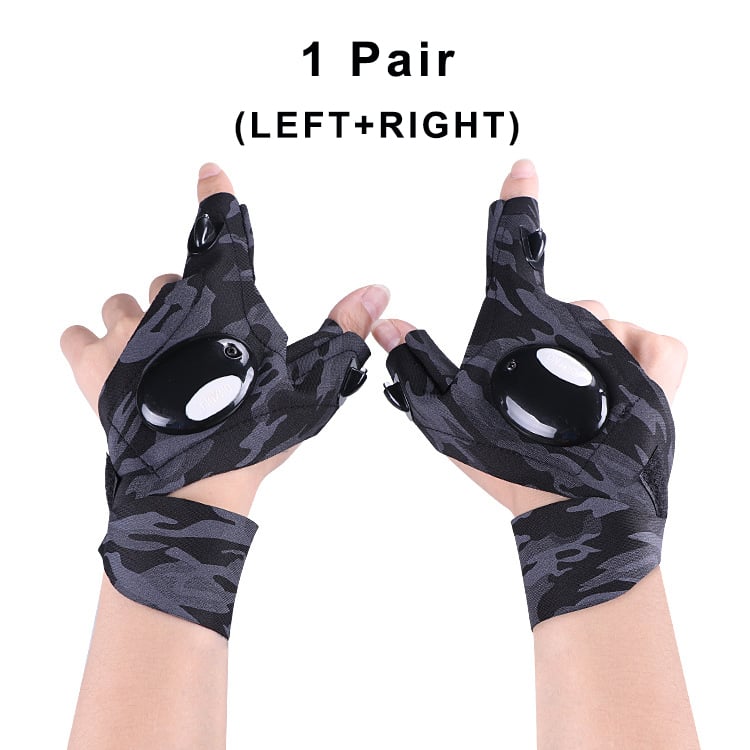 LED Flashlight Waterproof Gloves - Practical Durable Fingerless Gloves