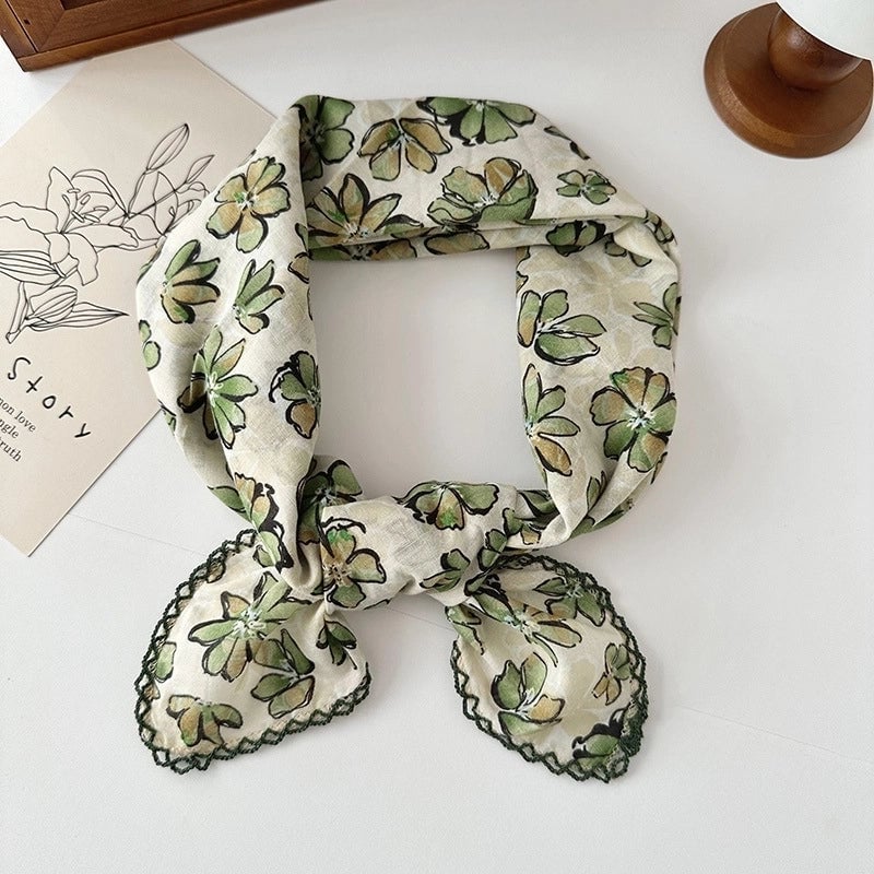 Women's Elegant Sweet Printing Cotton And Linen Silk Scarf