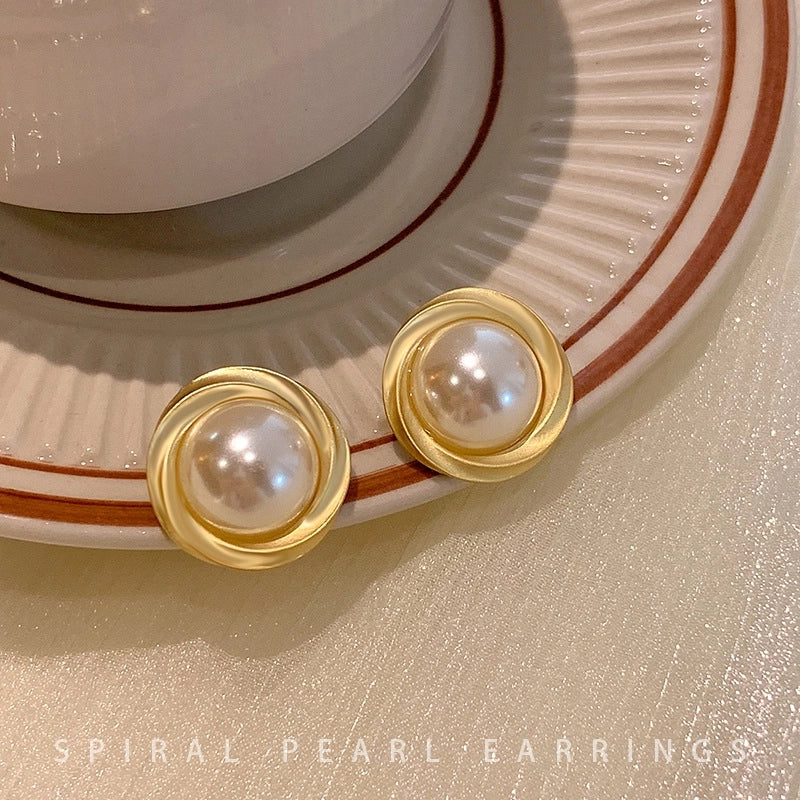 1 Pair Minimalist Round Inlay Alloy Zircon Ear Studs