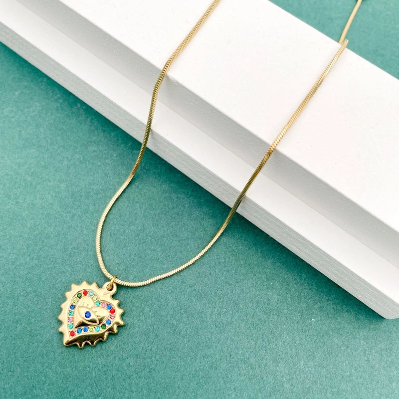 Fashion Round Water Droplets 304 Stainless Steel Natural Stone Zircon 14K Gold Plated Plating Inlay Stainless Steel Necklaces