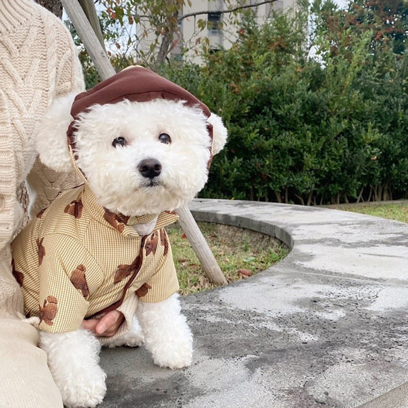 Bear Printed Plaid Jacket Harness