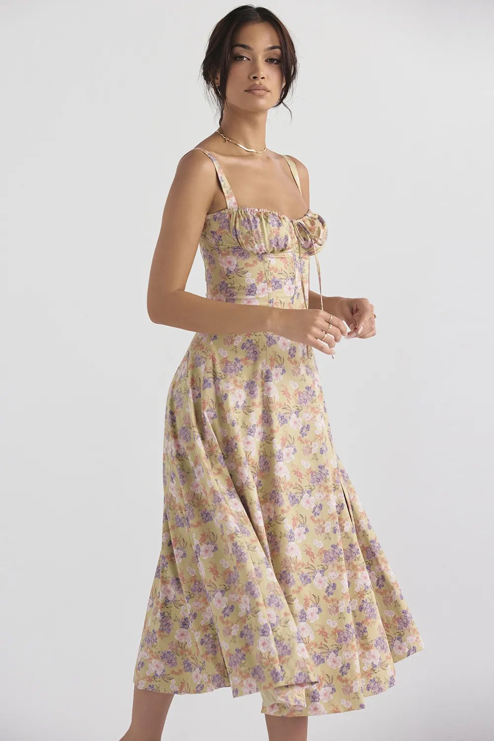 Vestido Moldeador De Cintura Con Corpiño Floral