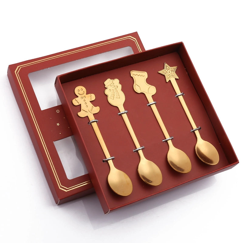 Christmas Cute Christmas Socks Gingerbread Snowman 410 Stainless Steel Spoon 1 Piece 1 Set