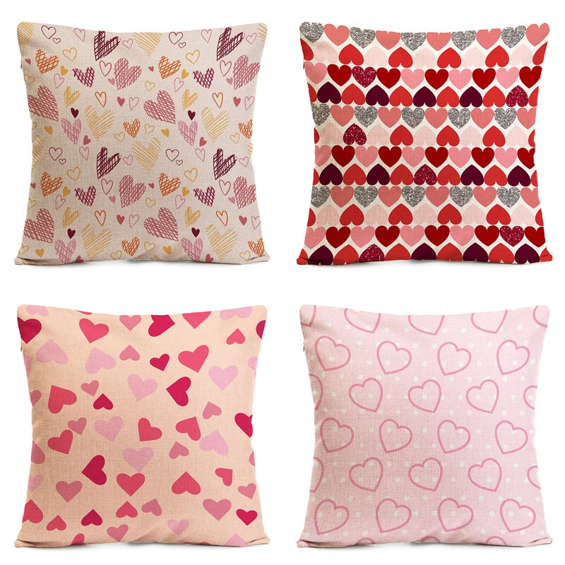 Valentine'S Day Elegant Lady Minimalist Heart Shape Linen Pillow Cases Couch & Sofa Decor