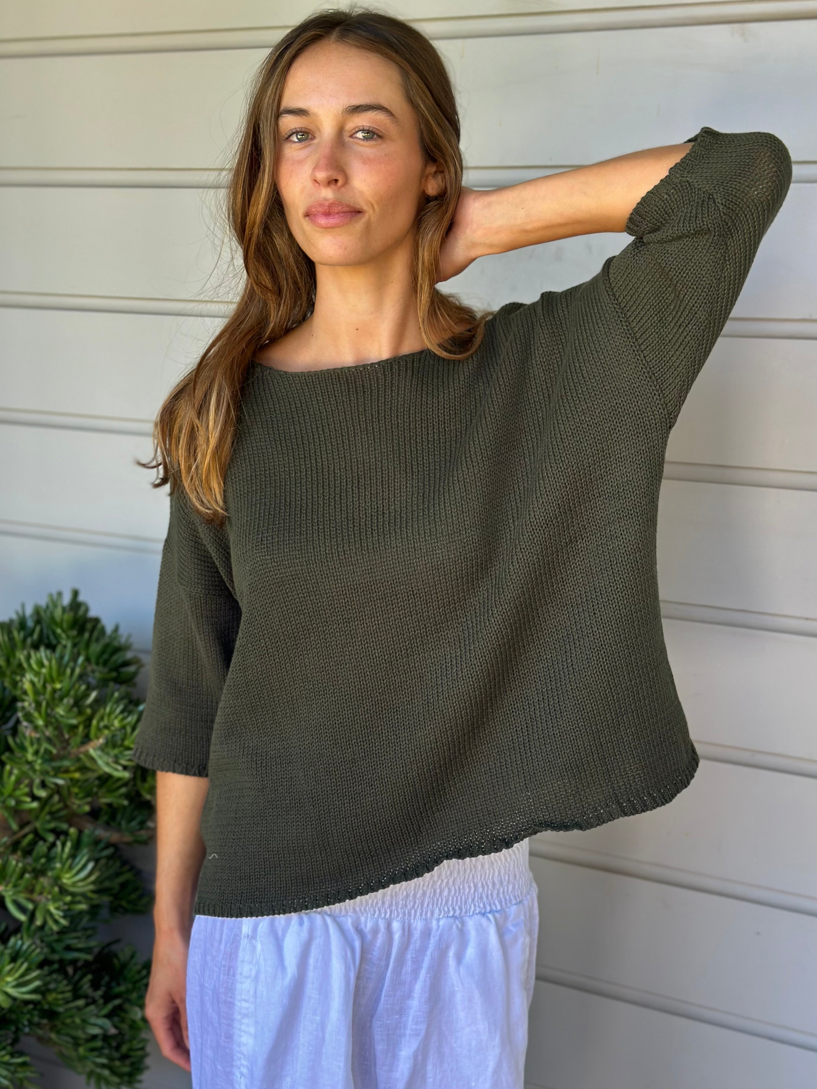 top - army cotton knit