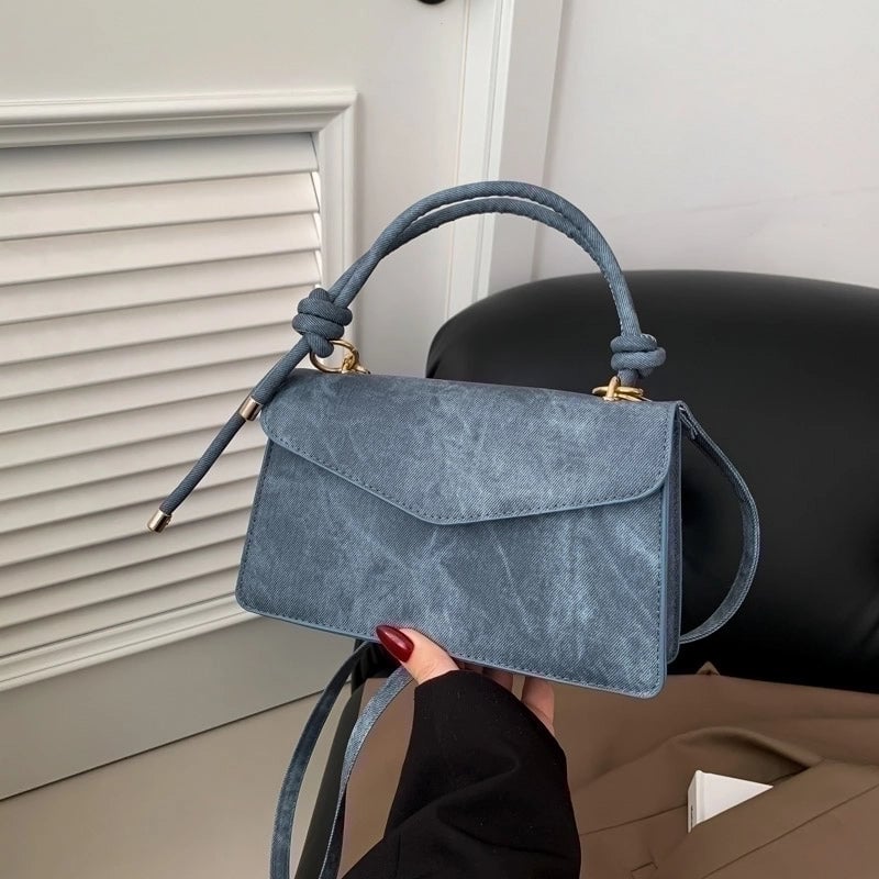 Women's Pu Leather Solid Color Basic Square Magnetic Buckle Handbag