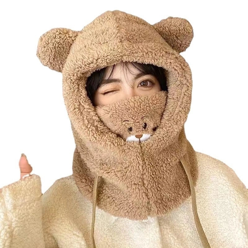 Women's Cute Bear Embroidery Ear Warap Trapper Hat