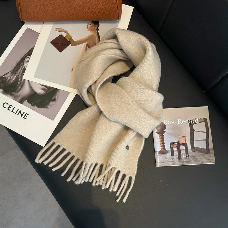 Women's Sweet Solid Color Fleece Scarf