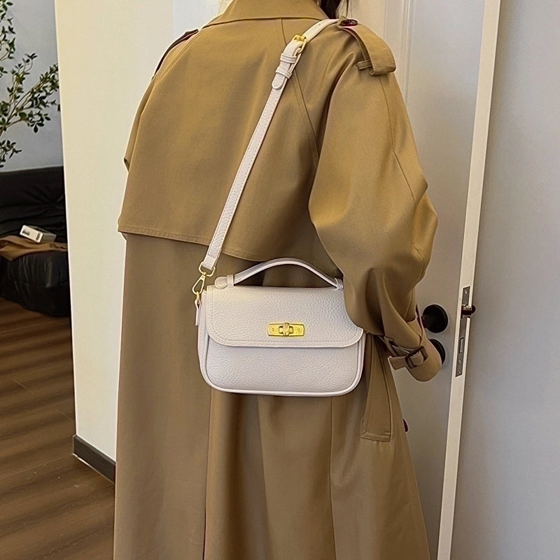 Women's Small Pu Leather Solid Color Streetwear Lock Clasp Handbag