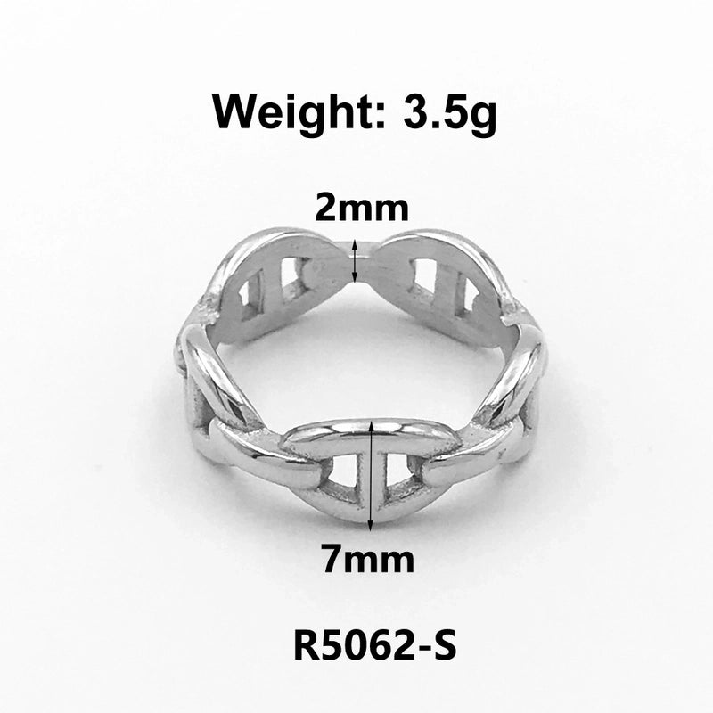 Fashion Solid Color 304 Stainless Steel Titanium Steel 18K Gold Plated Plating Rings