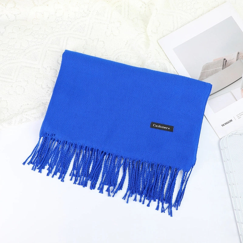 Solid Color Cashmere Tassel Scarf  Autumn And Winter Warm Scarf Simple Style Air Conditioning Shawl