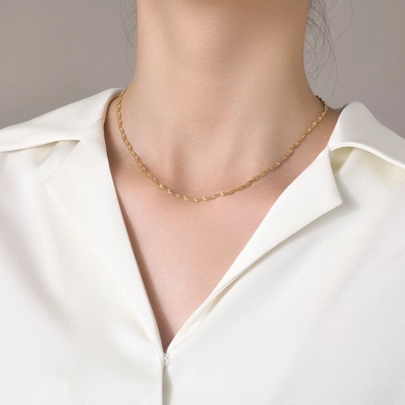 201 Stainless Steel 18K Gold Plated Minimalist Plating Solid Color Necklace
