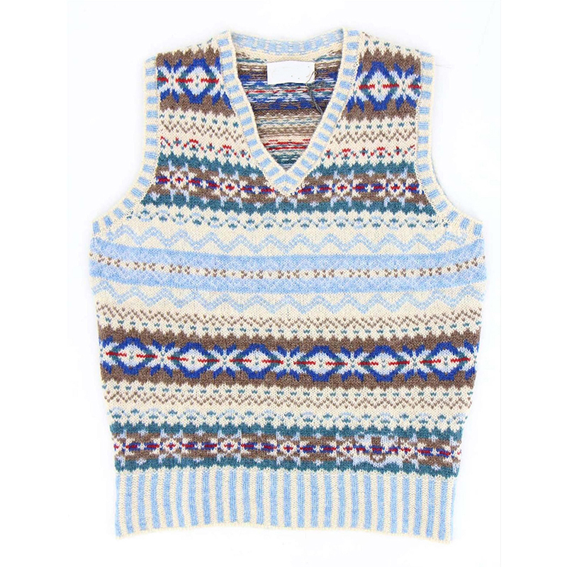 Vintage Geometric Icelandic Knit Vest Sweater