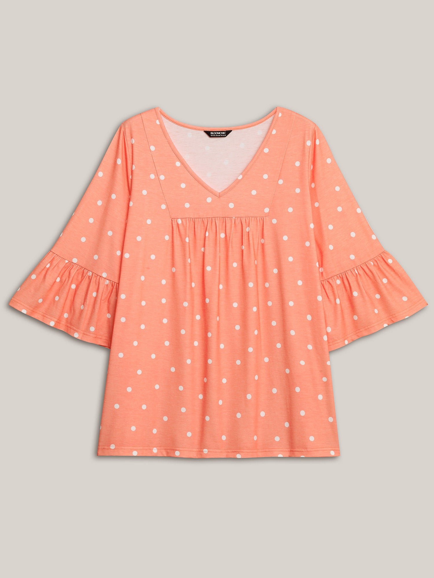 Stretchy Polka Dots Heather Pleated Top