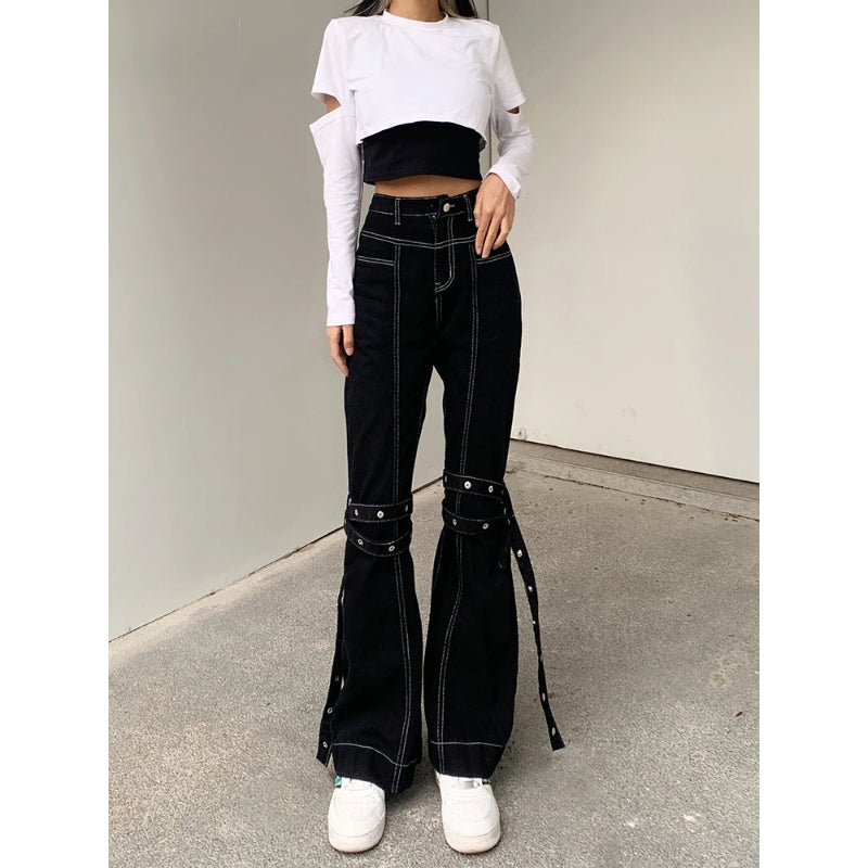 Patchwork Streetwear Baggy Jeans For Women
