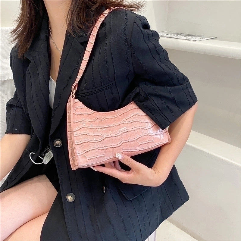 Fashion Square Crocodile Pattern Soft Surface Shoulder Bag