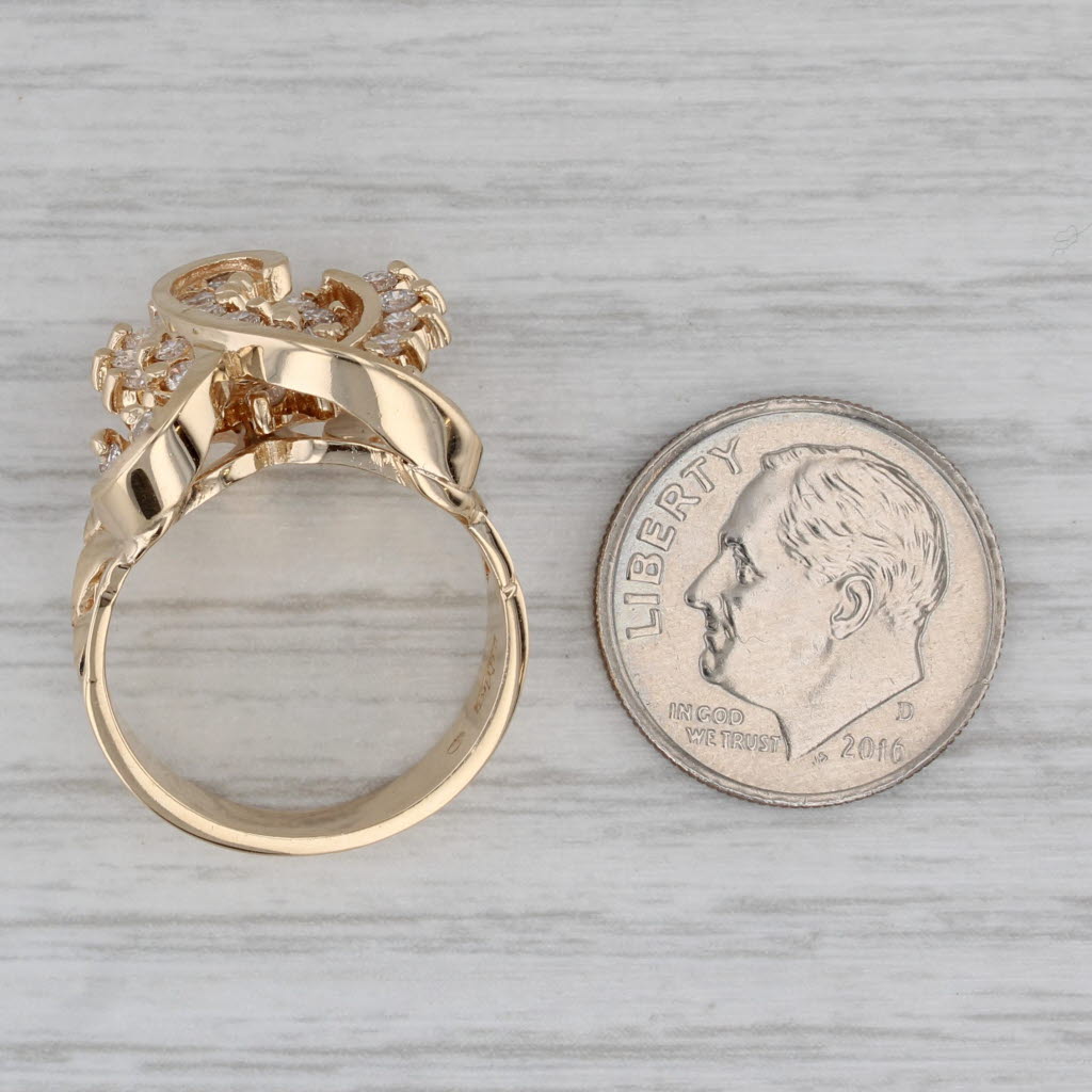 0.61ctw Rolling Spinning Diamond Swirl Ring 14k Yellow Gold Size 6.25