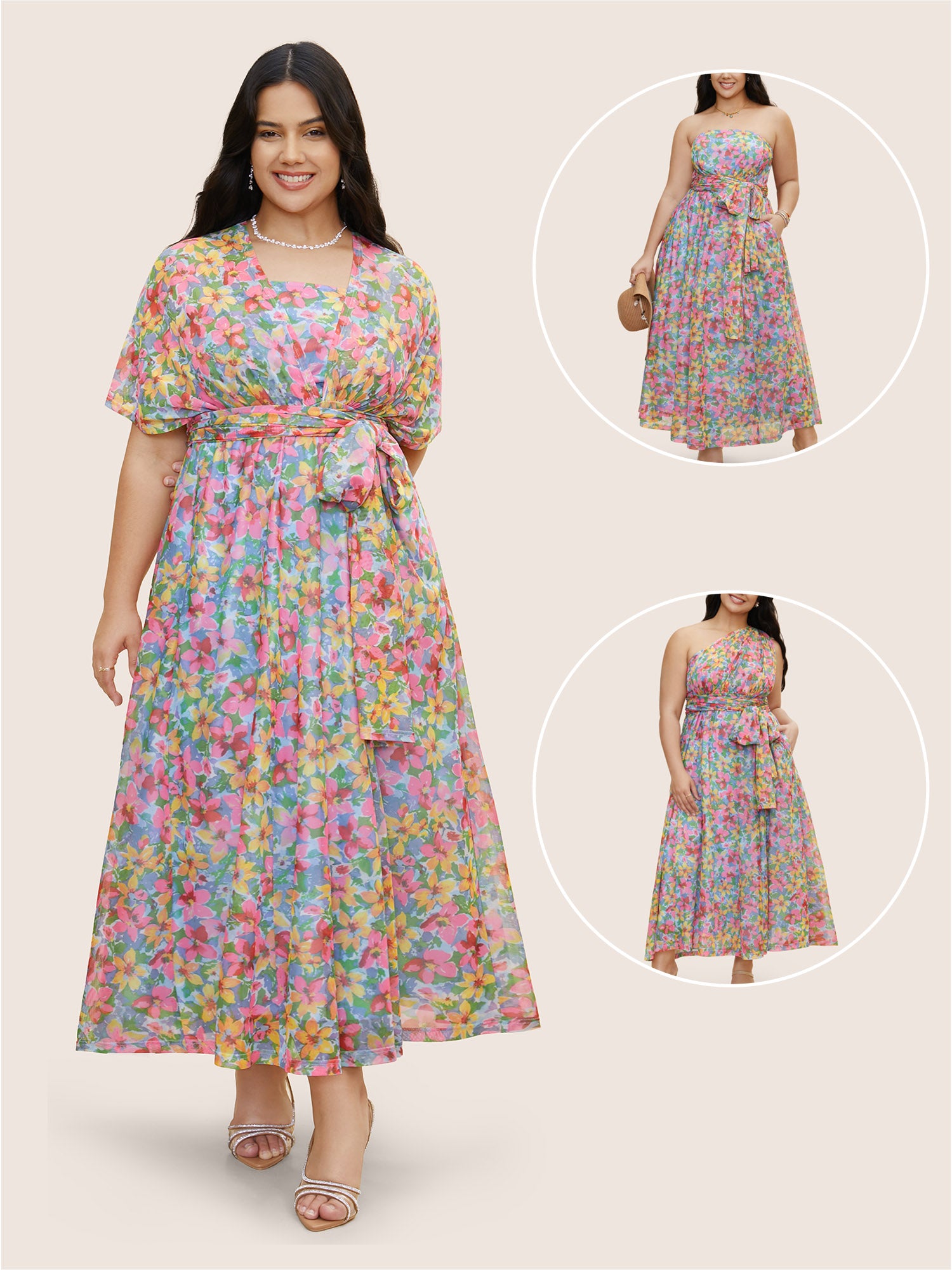 Everywhere Dress - Colored Floral Belted Dress