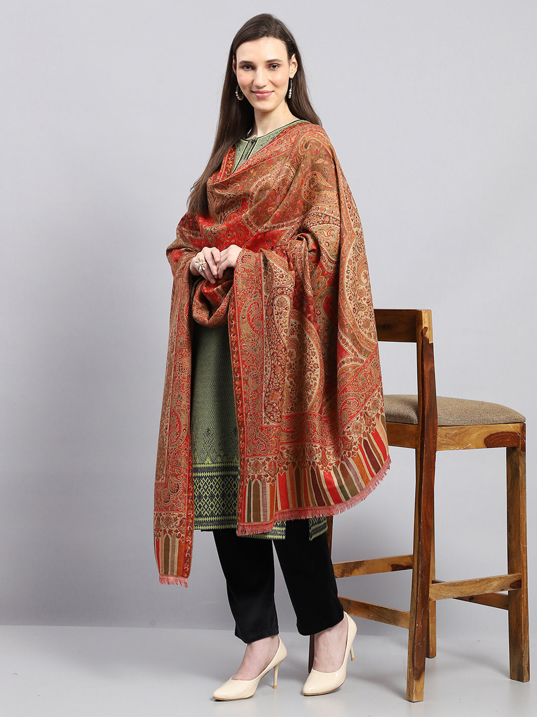 Women Multicolor Self Design Shawl