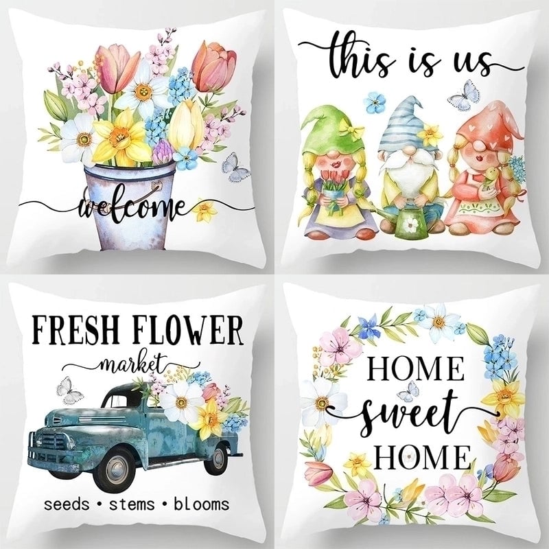 Sweet Minimalist Classic Style Letter Color Block Fibre Peach Skin Pillow Cases